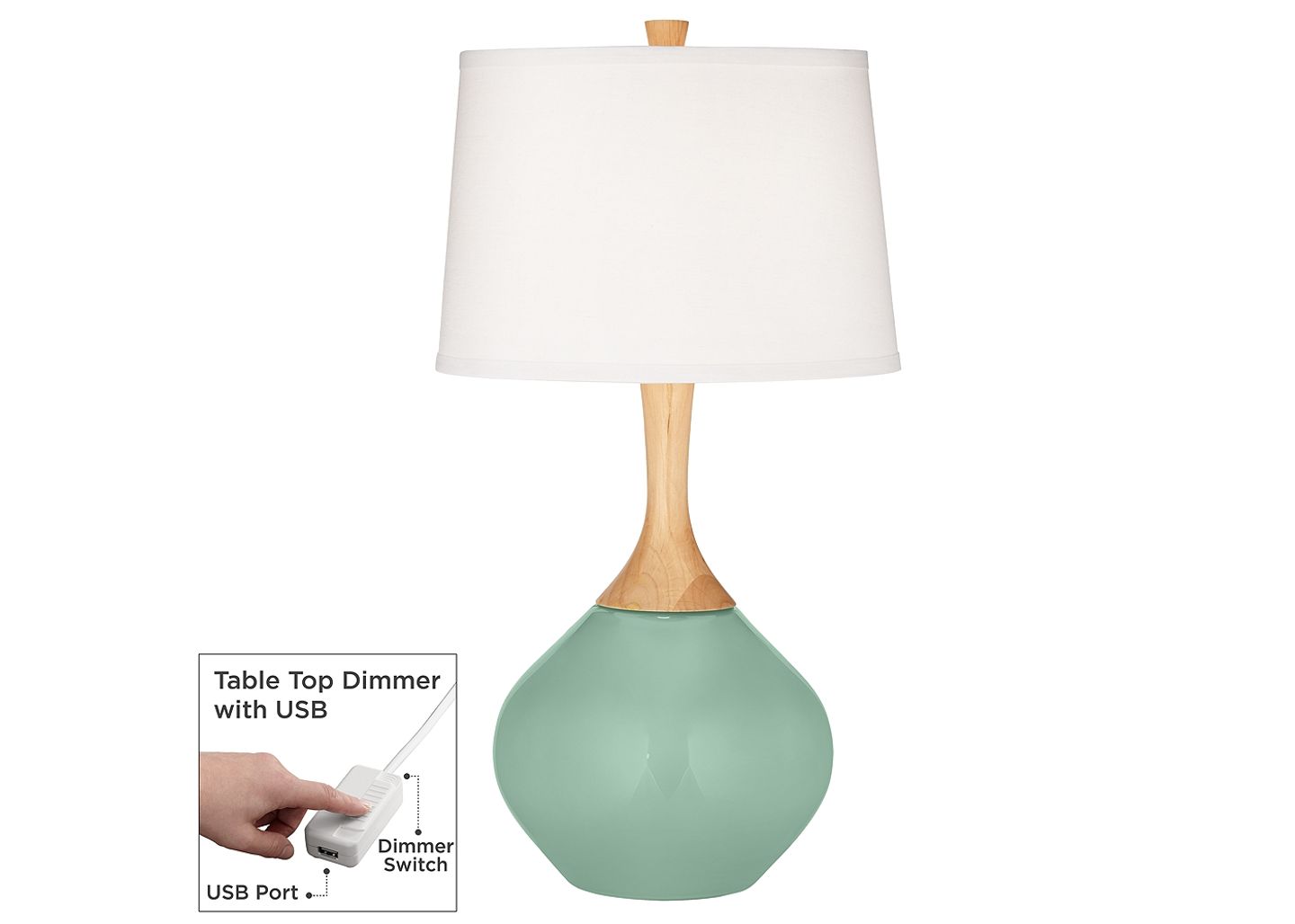Color Plus Grayed Jade Wexler Table Lamp with Dimmer